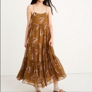 NWT madewell midi olive ruffle tiered dress size 8